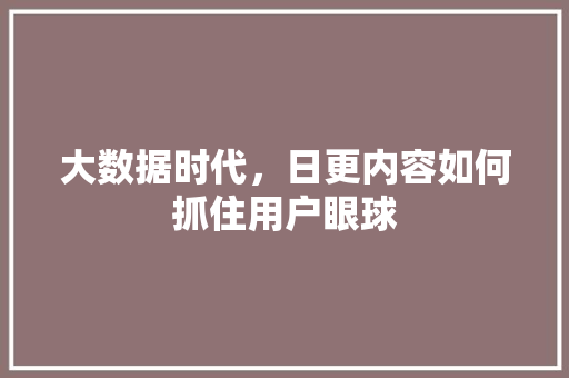 大数据时代,日更内容如何抓住用户眼球 百度SEO 大数据时代,日更内容如何抓住用户眼球 百度SEO