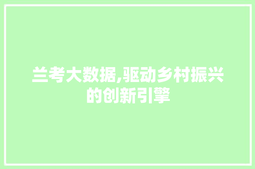 兰考大数据,驱动乡村振兴的创新引擎 神马SEO