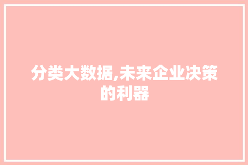 分类大数据,未来企业决策的利器 神马SEO