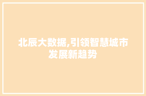 北辰大数据,引领智慧城市发展新趋势 搜狗SEO