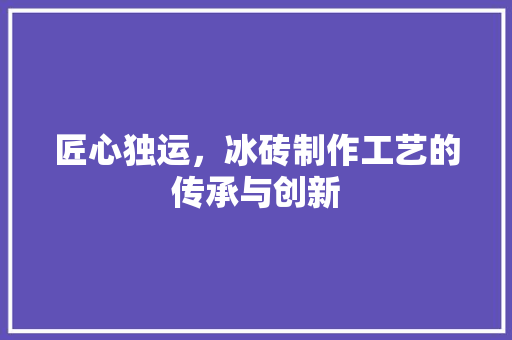 匠心独运，冰砖制作工艺的传承与创新 搜狗SEO