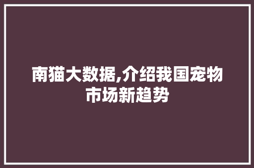 南猫大数据,介绍我国宠物市场新趋势