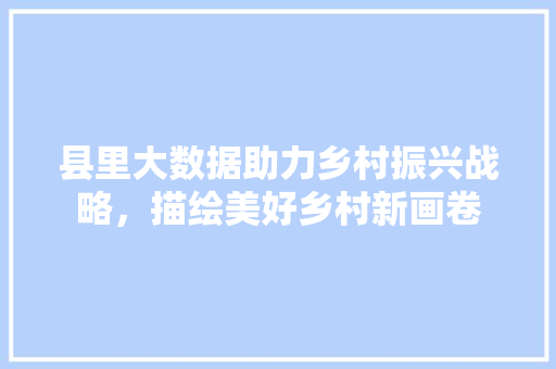 县里大数据助力乡村振兴战略，描绘美好乡村新画卷