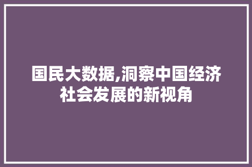 国民大数据,洞察中国经济社会发展的新视角 GoogleSEO