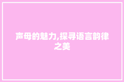 声母的魅力,探寻语言韵律之美 搜狗SEO