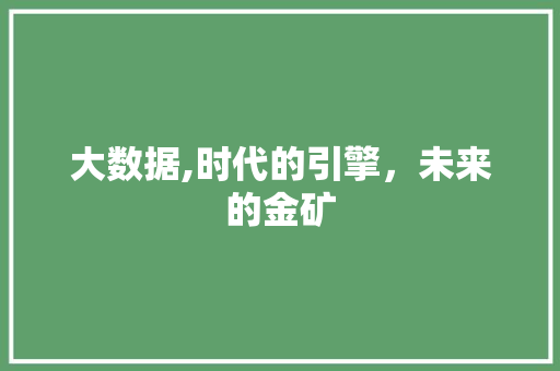 大数据,时代的引擎，未来的金矿