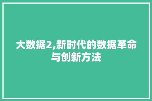 大数据2,新时代的数据革命与创新方法 必应SEO