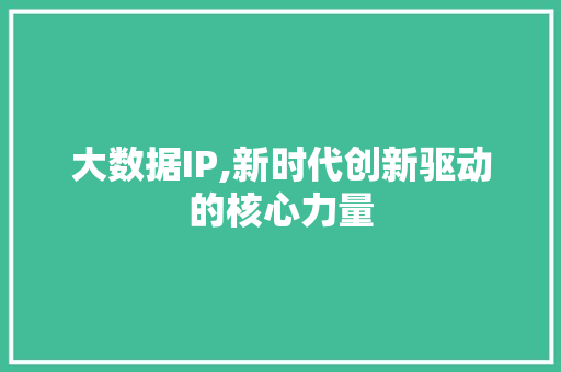 大数据IP,新时代创新驱动的核心力量 GoogleSEO
