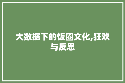 大数据下的饭圈文化,狂欢与反思 搜狗SEO