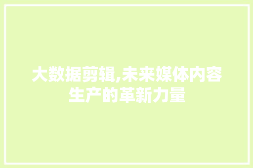 大数据剪辑,未来媒体内容生产的革新力量 百度SEO