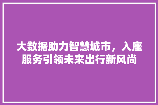 大数据助力智慧城市，入座服务引领未来出行新风尚 百度SEO