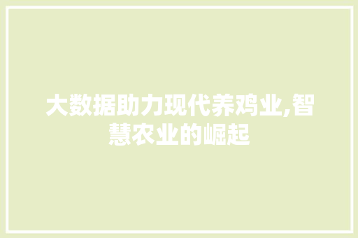 大数据助力现代养鸡业,智慧农业的崛起 神马SEO
