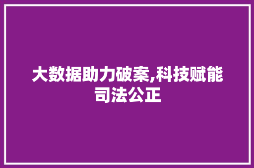 大数据助力破案,科技赋能司法公正
