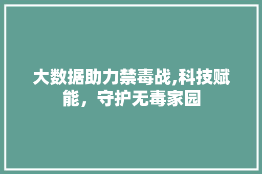大数据助力禁毒战,科技赋能，守护无毒家园