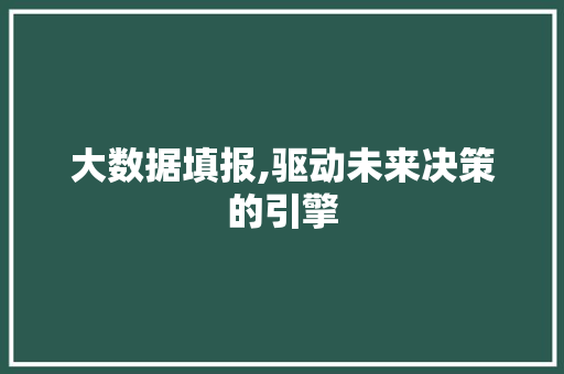 大数据填报,驱动未来决策的引擎 搜狗SEO