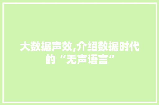 大数据声效,介绍数据时代的“无声语言”