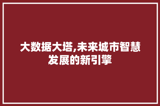大数据大塔,未来城市智慧发展的新引擎