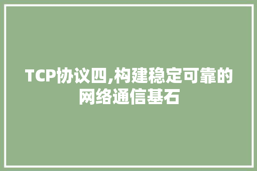 TCP协议四,构建稳定可靠的网络通信基石 必应SEO