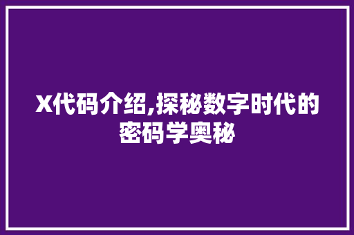X代码介绍,探秘数字时代的密码学奥秘