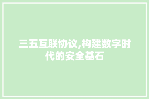 三五互联协议,构建数字时代的安全基石 搜狗SEO
