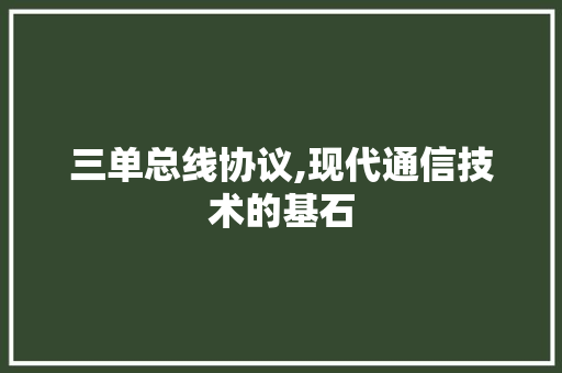 三单总线协议,现代通信技术的基石 必应SEO