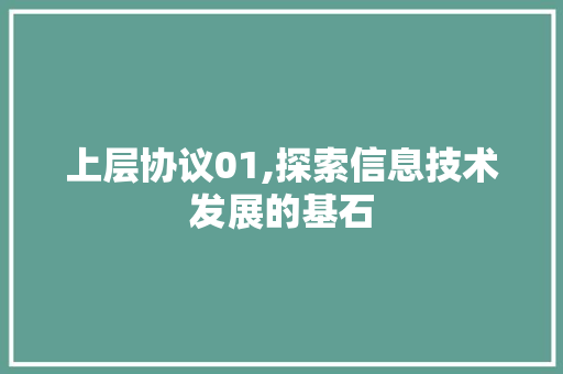 上层协议01,探索信息技术发展的基石