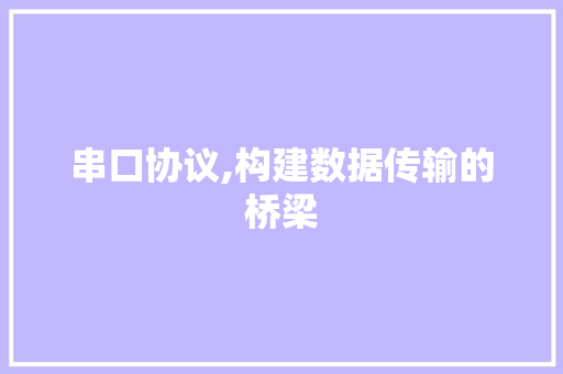串口协议,构建数据传输的桥梁