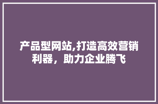 产品型网站,打造高效营销利器，助力企业腾飞 百度SEO