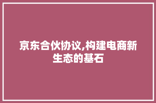 京东合伙协议,构建电商新生态的基石 必应SEO