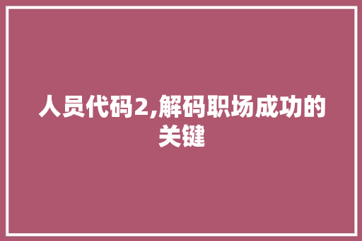人员代码2,解码职场成功的关键 百度SEO