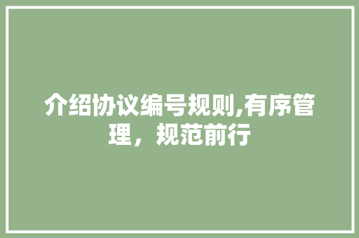 介绍协议编号规则,有序管理，规范前行 百度SEO