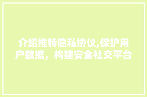 介绍推特隐私协议,保护用户数据，构建安全社交平台 GoogleSEO