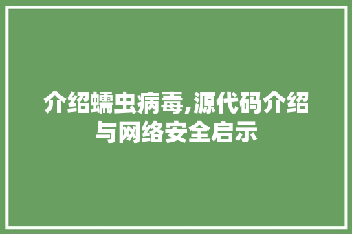 介绍蠕虫病毒,源代码介绍与网络安全启示 搜狗SEO