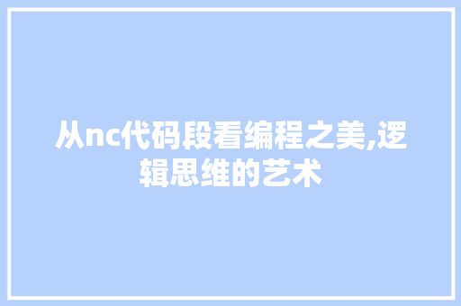从nc代码段看编程之美,逻辑思维的艺术 神马SEO
