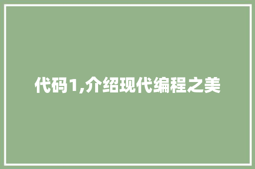 代码1,介绍现代编程之美