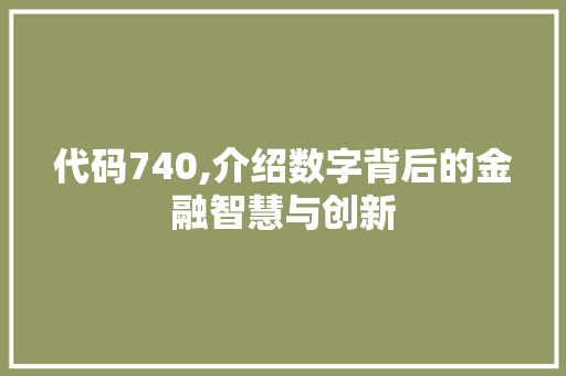 代码740,介绍数字背后的金融智慧与创新 必应SEO