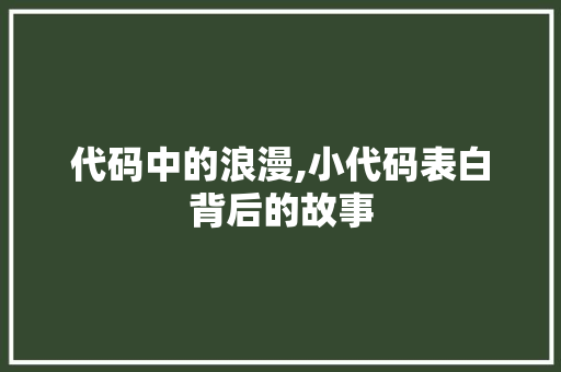 代码中的浪漫,小代码表白背后的故事