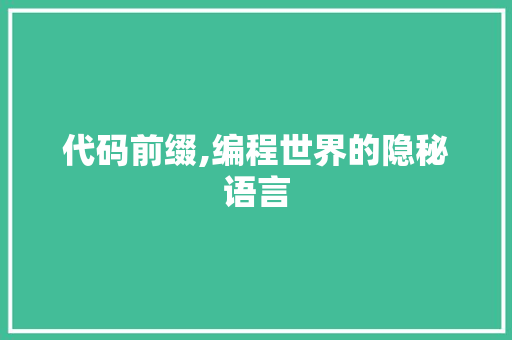 代码前缀,编程世界的隐秘语言 搜狗SEO