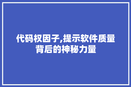 代码权因子,提示软件质量背后的神秘力量 GoogleSEO
