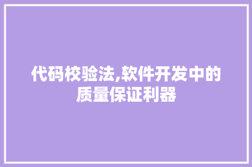 代码校验法,软件开发中的质量保证利器