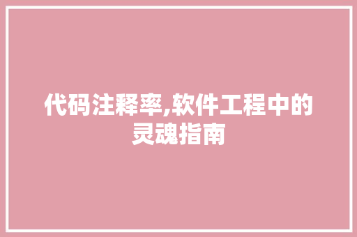 代码注释率,软件工程中的灵魂指南