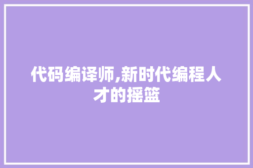 代码编译师,新时代编程人才的摇篮 GoogleSEO