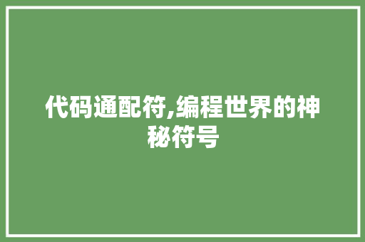 代码通配符,编程世界的神秘符号 必应SEO