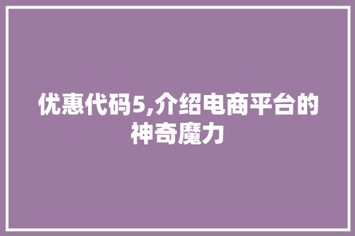 优惠代码5,介绍电商平台的神奇魔力 必应SEO