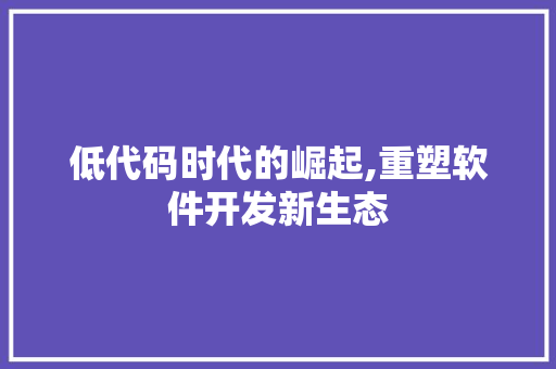 低代码时代的崛起,重塑软件开发新生态 搜狗SEO