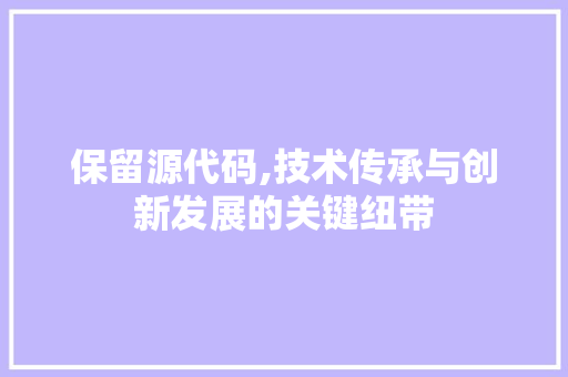 保留源代码,技术传承与创新发展的关键纽带 神马SEO