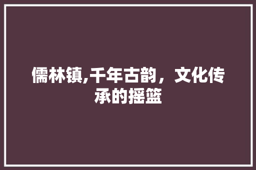 儒林镇,千年古韵，文化传承的摇篮 百度SEO