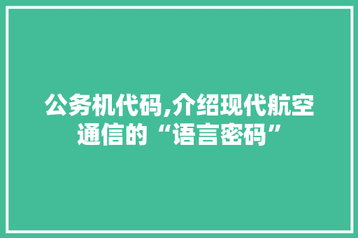 公务机代码,介绍现代航空通信的“语言密码” 必应SEO