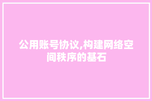 公用账号协议,构建网络空间秩序的基石 百度SEO