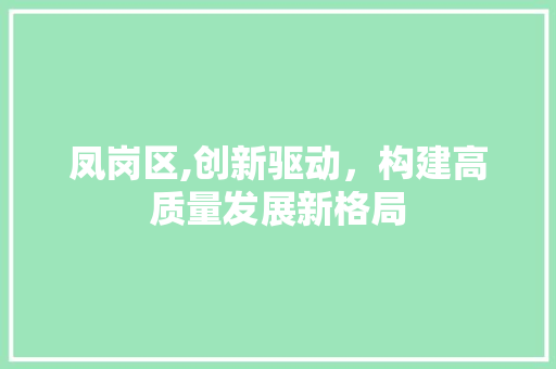 凤岗区,创新驱动，构建高质量发展新格局